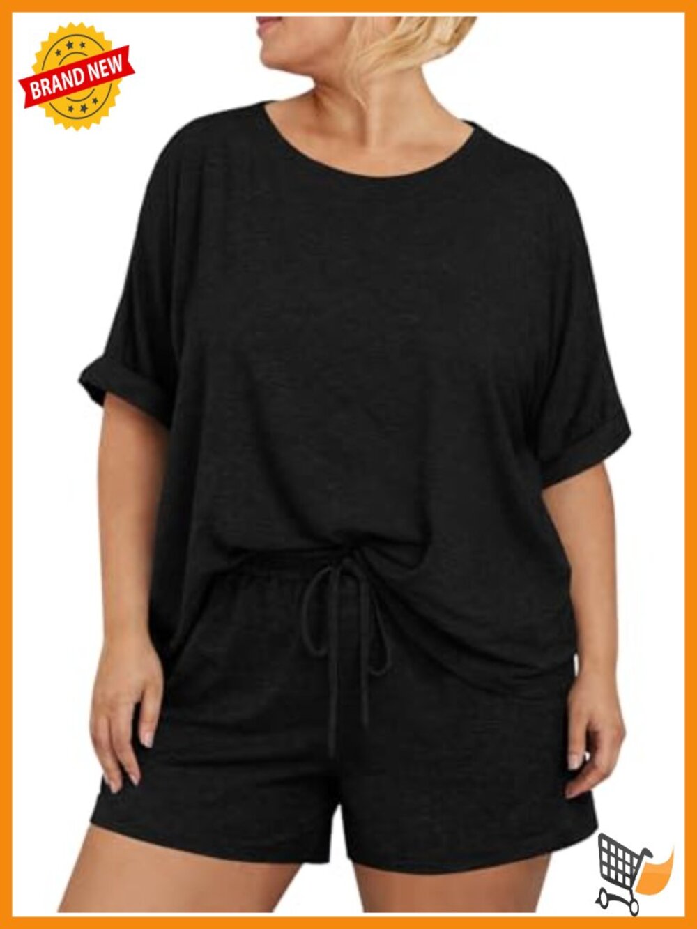 Plus Size 2 Piece Pajama Set Short Sleeve Tee and Shorts Loungewear
